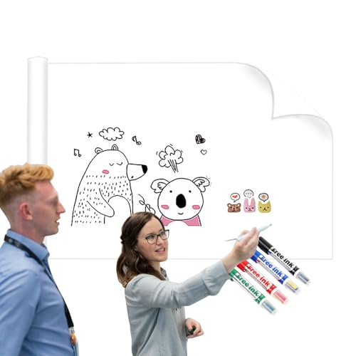 Pellicola for lavagna bianca in materiale PP di alta qualità da 3,9x32 piedi - Adesivo statico, design ritagliabile su misura - Resistente alle macchie, scrivibile e cancellabile - Ideale for grandi p