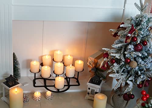 Lanlong Fireplace Candle Holder 9 Candelabra For Pillar Candles Black Candle Stand Iron Table Centrepiece Mantle Floor Decor Advent Decoration #TOP7