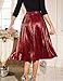 DRESSTELLS Red Christmas Holiday Party Pleated Midi Long Skirts for Women 2025, Winter Sparkly Metallic Aline Elastic High Waisted Shirring Skirt Burgundy XL