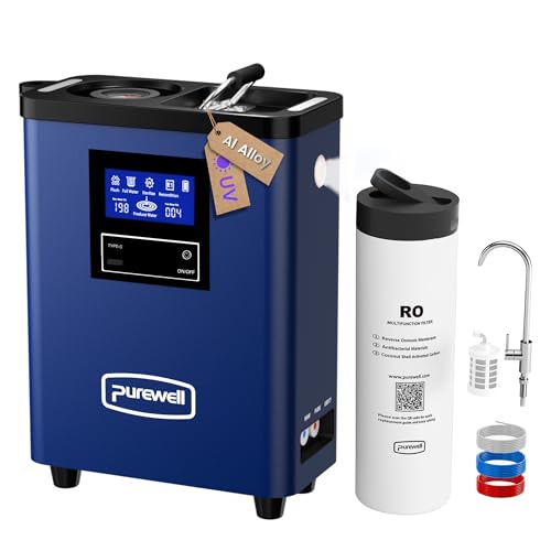 Purewell® K8680 RO Water Purifier System,10-Stage RV Portable Water Filtration Survival with UV,Desalination Rate Reaches 95%,Survival Gear Purification for Drinking,Team Camping，Travel(Blue