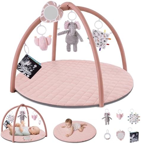 Blissful Diary Spielbogen Baby, Spieldecke Baby Gym Activity Decke mit 6 Abnehmbare Spielzeuge, krabbeldecke Einfach zu Installieren und zu Reinigen, Unverzichtbare Babygeschenke,