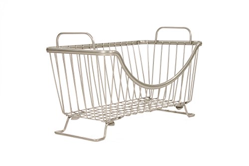 Spectrum Ashley Large Stackable Wire Baskets for Pantry & Kitchen Counter Organizer, Stacking Fruit Basket Wire Bin with Raised Feet & Handles for Vegetable Fruit Potato Onion Storage, Satin Nickel