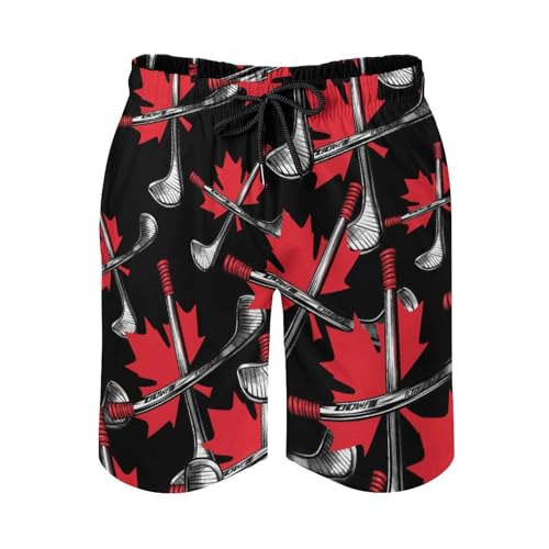 Canada Ice Hockey Maple Men's Swim Trunks Quick Dry Board Shorts Hawaiian Beach Shorts With Pocket3