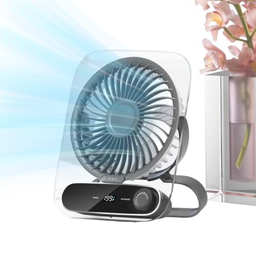 Abanico de mesa – Ventilador personal plegable silencioso – Alimentado por batería portátil luces nocturnas para casa excursiones playa viajes ventilador de mesa recargable lu