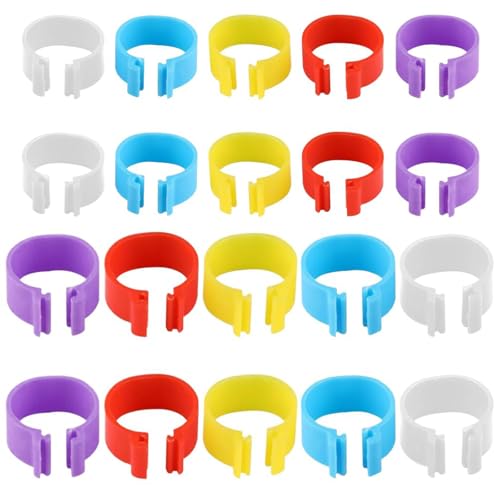 HoAhaMay 20 pièces Bagues d'identification à clip pour volailles, bagues en plastique pour volailles,bagues d'identification multicolores pour...