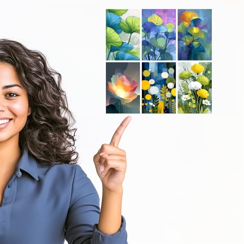 Image of SiddArtify Botanical Wall Art Prints Set - Modern Floral Poster Decor for Living Room Bedroom Office - Set of 2-4x6 Inch - Board (Pack of 6) - Sticker (Pack of 6)