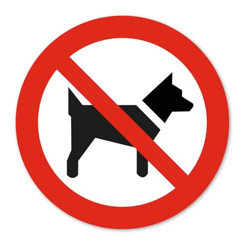 Autocollant d'interdiction P021 Les chiens sont interdits conformément à la norme DIN EN ISO 7010 I Avertissement de sécurité I Ø 10 cm I Résistant aux UV et aux...