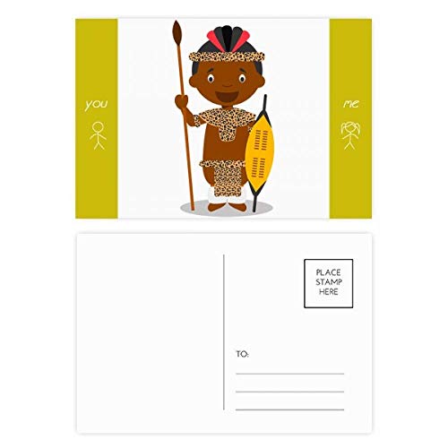 Carte postale Tribe Afrique du Sud en lot de 20 pour remerciements multicolores