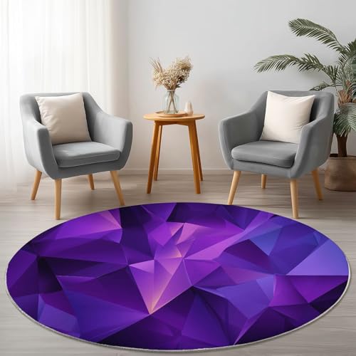 Tapis rond lavable violet : la solution antidérapante pour salon - 5