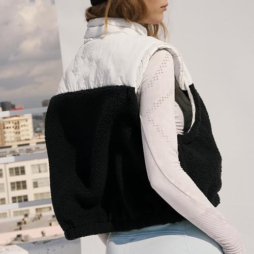 Hixiaohe Womens Oversized Casual Zip Up Fleece Vest Lightweight Sleeveless Warm Outerwear Puffer Running Vest for Women3