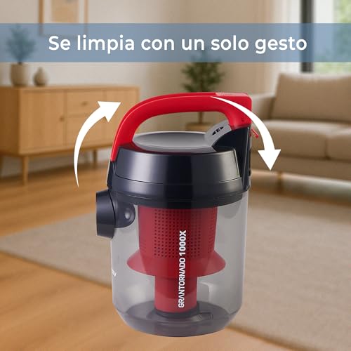 Miniatura 7 de Aspiradora Sin Bolsa Potente Y Compacto Effektiv Grantornado 1000x, Aspirador Ciclónica 1200w, 85000pa Succión, 1.5l, Filtro Hepa Lavable, Cable 6m, Aspiradora Trineo Para Casa, Pelo De Mascota