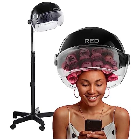 RED by Kiss 3000 Ceramic Stand Hood Dryer with Digital Timer, Adjustable Height, 360° Wheels, 3 Temp Settings, Quick Drying, Comfortable Hood, Ideal for Home & Salon Use Cover