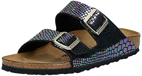 Birkenstock Women s Arizona Birko-Flo Shiny Snake Black Multi Birko-flor Sandals - 5-5.5 2A(N) US Women