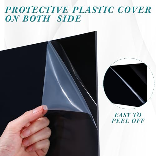 Image of Geetery 3 Pcs Black Acrylic Sheets 23.62 inch x 35.5 inch x 1 /8 inch Opaque Cast Rectangle Panel with Protective Paper Easy Cut Plastic Panel Display Acrylic Board for Sign Craft DIY Projects Painting Photography