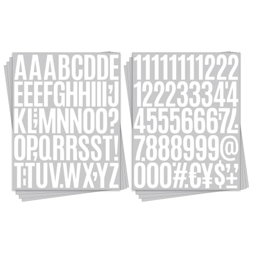 840 PCS 16 Sheets Letter Stickers, 2 Inch Large Vinyl Alphabet & Number Stickers, Self Adhesive Waterproof White Letters on Black Background, Indoor Outdoor Decor for Mailbox, Poster, DIY Crafts