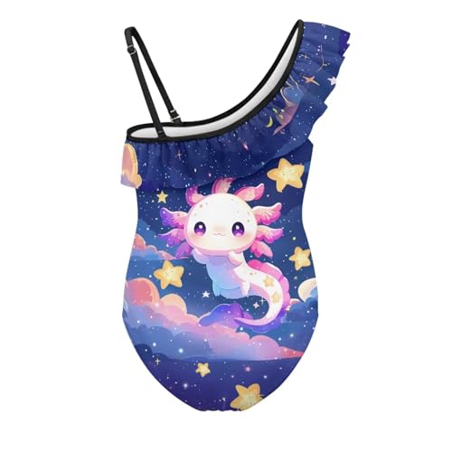 Forchrinse One Piece Swimsuit Girls Axolotl Bathing Suit Cute One Shoulder Swimwear Summer Beachwear2