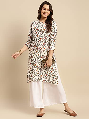 Image of rangita Yellow Rayon Calf Length Striped Straight Kurti for Women | Kurta for Women