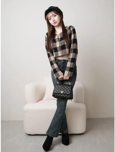 リップサービス] レトロチェックアンサンブルニットワンピース