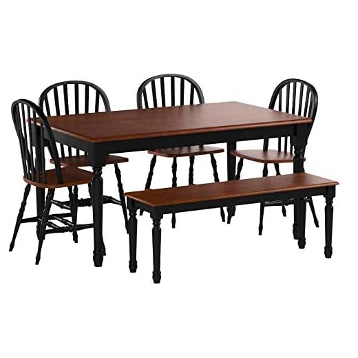 Better Homes and Gardens Autumn Lane 6-Piece Dining Set, Black and Oak by Better Homes