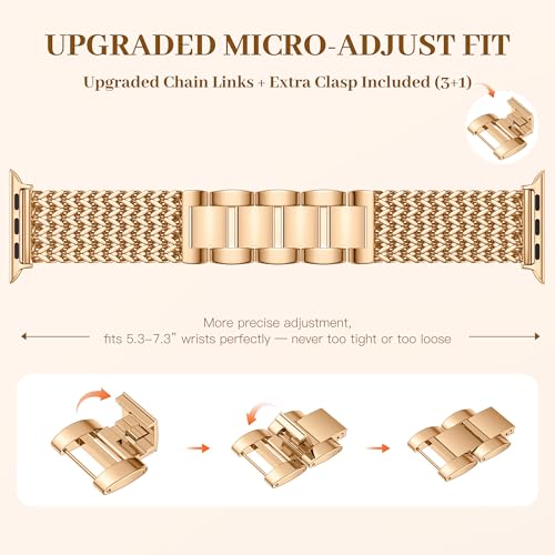 Image of SNBLK Metal Band Compatible with 44mm Apple Watch Band for Women 40mm 41mm 42mm 45mm 46mm 49mm, Dressy Stainless Steel Link Bracelet,Pretty Strap for iWatch Series 11 /Se /10 /9 /8 /7 /6 /5 /4 /3 /2 /1 /Ultra