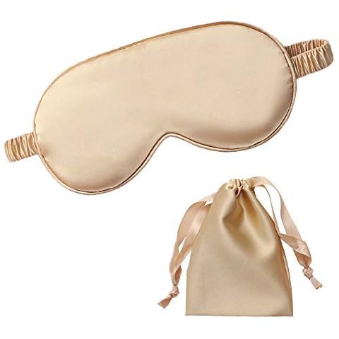 dressfan Eye Mask Sleep Mask Silk Blindfold Blackout Eye Cover Portable Eye Shade Cotton Filled with Elastic Strap for Women & Men,Glod Cover