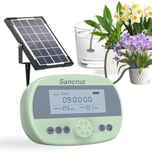 Solar Automatic Drip Irrigation System Kit, 15-Pot Automatic Watering System for Plants, Solar Drip Irrigation System for Garden with LCD Display Water Timer, Easy DIY for Indoor/Outdoor Potted Plants