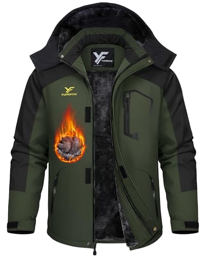 Image of Yufawow Men's Ski Jacket Waterproof Warm Snowboard Jacket Insulated Winter Coat for Outdoor Cold Weather Sports Work