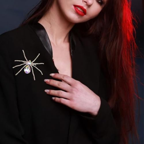 Image of Victorian Style Mother of Pearl Body and Micro Pave Spider Brooches Pins Silver Tone Goth Accessories Pins for Backpacks Aesthetic