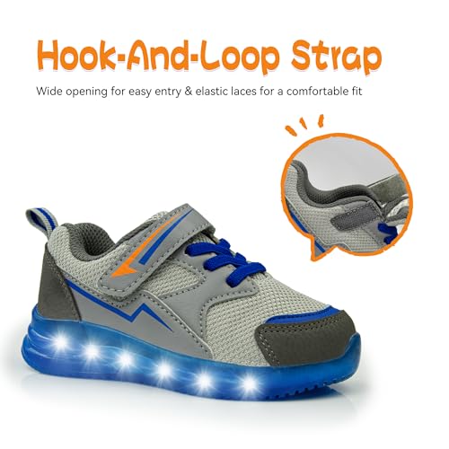 SKYWHEEL Light Up Sneakers for Toddlers Easy-On with Hook & Loop Lightweight Breathable and Soft2