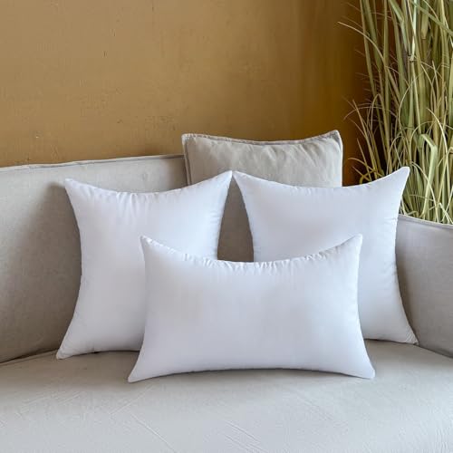 OTPIPCS 40 x 40 Outdoor Cushion Inserts Set of 4 Square 16 x 16 Inches Throw Pillow Inserts Waterproof for Couch Porch Outside Patio Furniture Decorative Cushions Small White Sofa Cushion Stuffer - Image 3