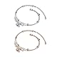 Flongo Fußkettchen Freundschaftsarmband, Freundschaftsarmbänder für 2 Edelstahl Armband Armkette Fußkette mit Münze Kügelchen Silber Elegant Damen