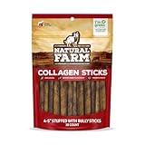 Natural Farm Bully Sticks Stuffed Collagen Sticks for Dogs (4-5 Inch, 10-Pack), Rawhide-Free, Natural Dog Chews, Long Lasting, Small, Medium and Large Dogs, Great Rawhide Alternative -  Natural Farm Pet