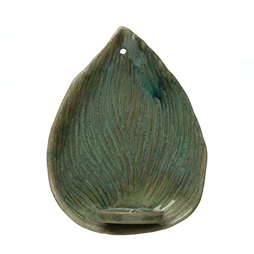 Stoneware Leaf Candle Holder Wall Sconce Green Reactive Glaze Bohemian Eclectic Ceramic #TOP25