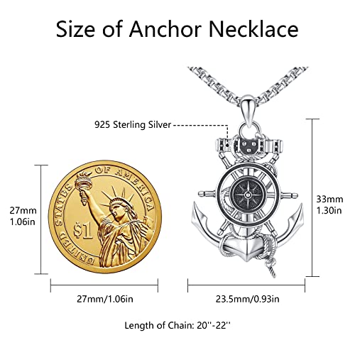 Sterling Silver Nautical Anchor Necklace for Men & Women - Inspirational Jewelry Gifts for Travelers, Graduates & Sailors2