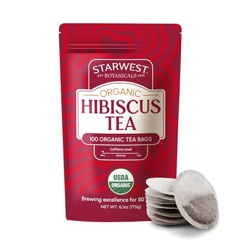 Starwest Botanicals Organic Hibiscus Tea - Caffeine Free Herbal T...