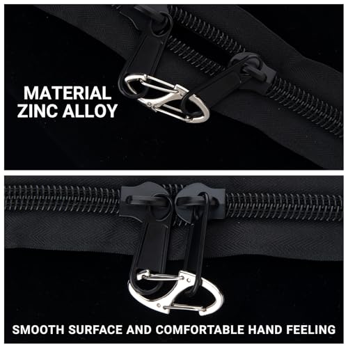 Image of 12 Pcs Zipper Clips Anti Theft Deterrent, Dual Opening Zippers Pull Replacement, Zipper Locks for Backpacks, Camping, Suitcases (Silver+Black)