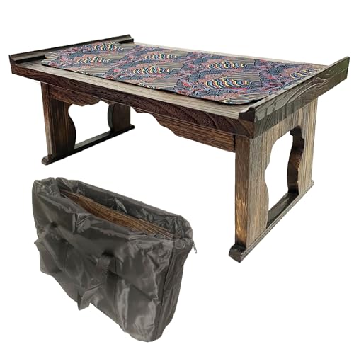 Woenika Meditation Table - Folding Altar Table & Japanese Floor Table, Small Coffee & Tea Table, Brown