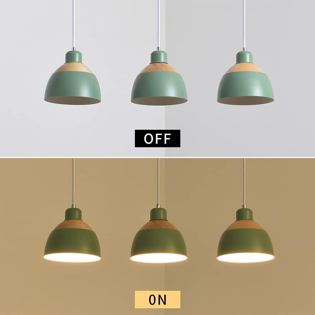 Retro Holz Hängeleuchte 3-Flammig Esstischlampe Grün Metall Pendelleuchte Industrie Höhenverstellbar Hängelampe für Esszimmer Küche Cafe Theke Innen Büro Pendellampe