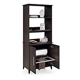 Realspace® Koru 72'H 3-Shelf Bookcase With Printer Shelf & File Storage, Espresso Oak
