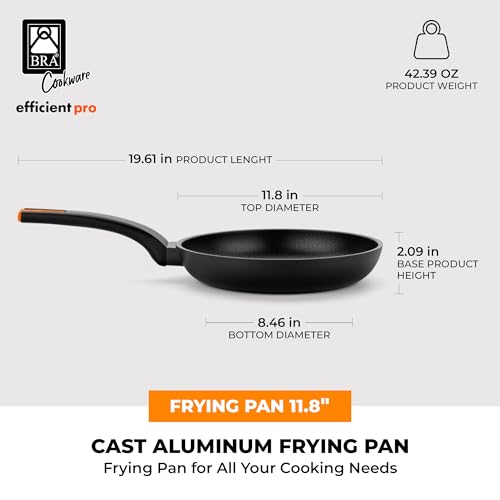 Image of BRA COOKWARE Efficient Pro Nonstick Frying Pan | 11.8 inches Cast Aluminum Skillet | 3-Layer Scratch Resistant Coating Frypan | PFOA Free | All Cooktops Frying Skillet | Heat-Resistant Handle