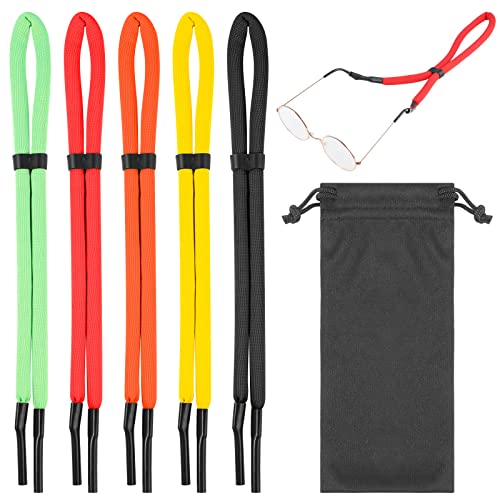 Fyguard 5 Stück Brillenband, 70cm Brillenkordel Sport Brillenschnur Sportbrillenband Verstellbar Anti Rutsch mit Brillenbeutel für Brillen Sportbrille Sonnenbrille Lesebrille(Bunt) Cover