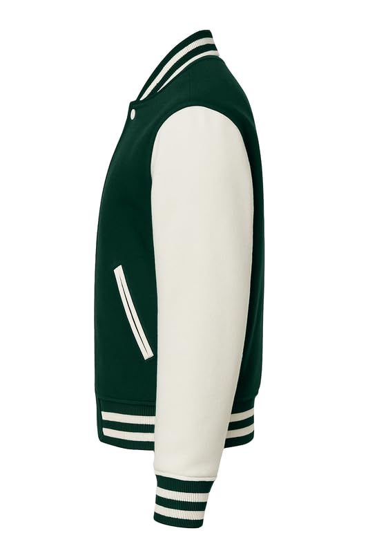 Image of Koverify Cotton Blend Standard Length Long Sleeves Winter Wear Solid Varsity Jacket For Men