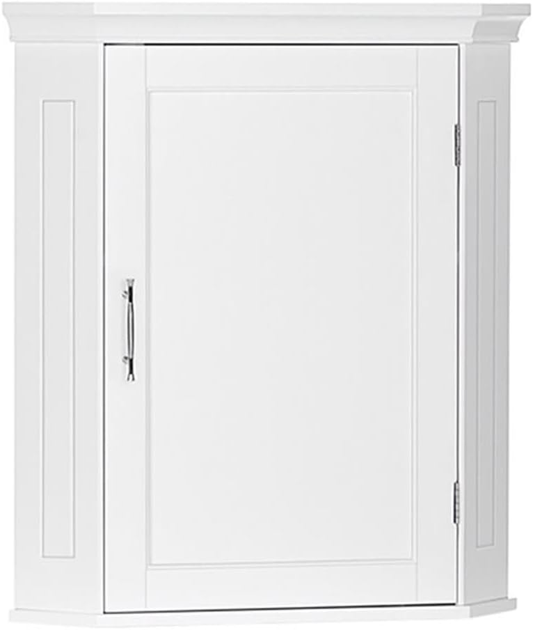 RiverRidge Somerset Corner Wall Bathroom Cabinet with an Adjustable Shelf, Inset Door, Two-Tone Handle - Space-Saving MDF Bathroom Cabinet for Toiletries