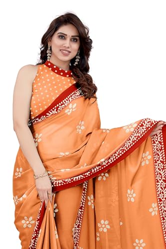 Image of MIRCHI FASHION Saree for Woman Chiffon Batik Printed | Lightweight Daily Wear Women's Office Sari with Blouse Piece (Available in 40 Colours)
