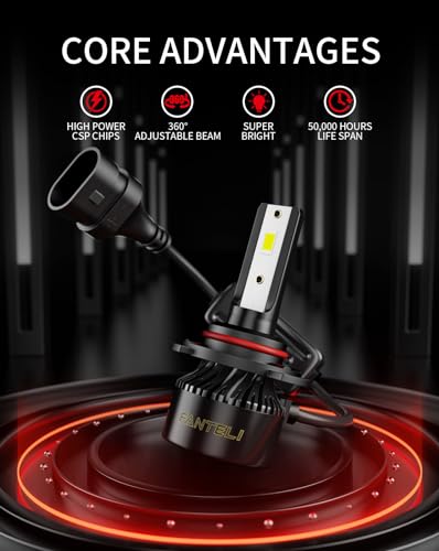 FANTELI 9005 9006 LED Bulb, 30000LM 6500K Cool White Fog Light, HB3 HB4 Fog Light Bulbs with Cooling Fan Fog Lights Plug and Play, IP68 Waterproof, Pack of 4 - Thumbnail 2