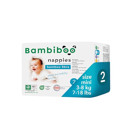 Bambiboo - Pañales Desechables para Bebés - Con Fibra de Bambú Suave y Ombligo Recortado - Pañales Desechables para Bebés - Protección de la Piel - Talla 2, 25 piezas