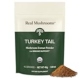 Real Mushrooms Turkey Tail Mushroom Powder – Organic Mushroom Extract for Daily Wellness Gut Harmony, & Energy Support with Beta Glucans – Vegan, Non-GMO, 45 Servings Functional Supplement