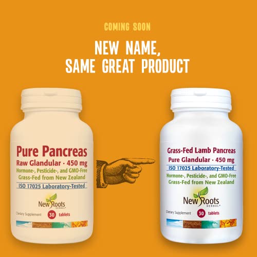 New Roots Herbal – Pure Pancreas (30 Tablets) Raw Glandular · 450 Mg | Freeze Dried Pancreas From Grass Fed New Zealand Lamb Supplement | Supports Digestion, Nutrient Absorption, Pancreatic Support #TOP2