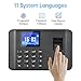ADBEN Intelligent Biometric Fingerprint Password Attendance Machine Time Clock Employee Checking-in Recorder 2.4 inch LCD Screen Voice Prompt 11 Languages Time Attendance Machine