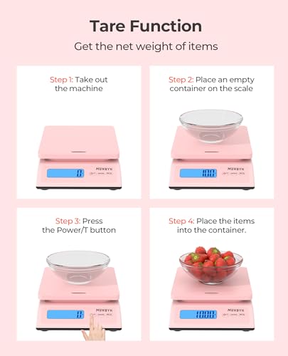 munbyn shipping scale accurate 66lb01oz postal scale with sweet pink style holdtearpcs function auto-off battery amp ac adapter back-lit lcd display digital scale for packages and food pink